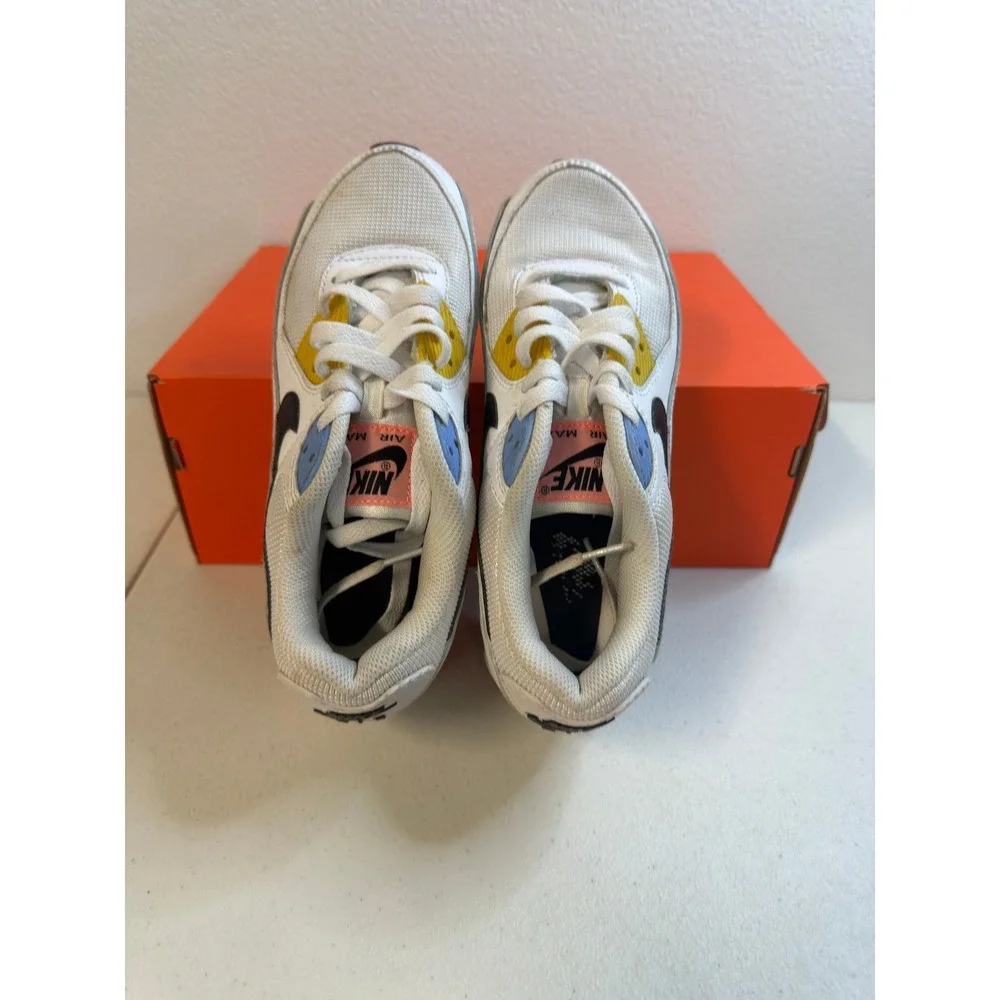 Nike Air Max 90 White  Multi Color Psychic Blue 7W #2404